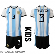 Argentina Nicolas Tagliafico #3 Replika Hjemmedrakt Barn VM 2022 Kortermet (+ bukser)