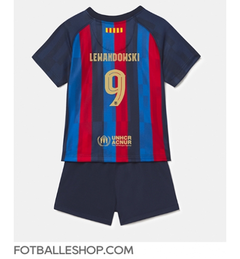 Barcelona Robert Lewandowski #9 Replika Hjemmedrakt Barn 2022-23 Kortermet (+ bukser)
