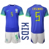Brasil Casemiro #5 Replika Bortedrakt Barn VM 2022 Kortermet (+ bukser)