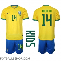 Brasil Eder Militao #14 Replika Hjemmedrakt Barn VM 2022 Kortermet (+ bukser)