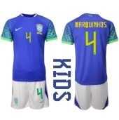 Brasil Marquinhos #4 Replika Bortedrakt Barn VM 2022 Kortermet (+ bukser)