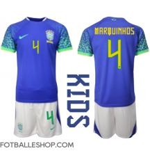 Brasil Marquinhos #4 Replika Bortedrakt Barn VM 2022 Kortermet (+ bukser)