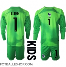 Frankrike Hugo Lloris #1 Keeper Replika Bortedrakt Barn VM 2022 Langermet (+ bukser)