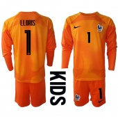 Frankrike Hugo Lloris #1 Keeper Replika Hjemmedrakt Barn VM 2022 Langermet (+ bukser)