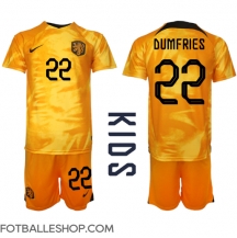 Nederland Denzel Dumfries #22 Replika Hjemmedrakt Barn VM 2022 Kortermet (+ bukser)