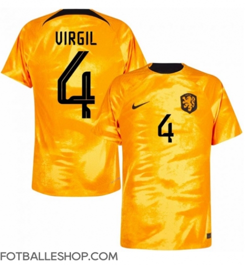 Nederland Virgil van Dijk #4 Replika Hjemmedrakt VM 2022 Kortermet