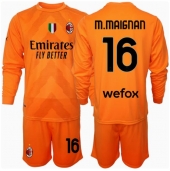 AC Milan Mike Maignan #16 Keeper Replika Bortedrakt Barn 2024-25 Langermet (+ bukser)