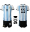 Argentina Angel Di Maria #11 Replika Hjemmedrakt Barn VM 2022 Kortermet (+ bukser)