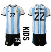 Argentina Lautaro Martinez #22 Replika Hjemmedrakt Barn VM 2022 Kortermet (+ bukser)