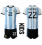 Argentina Lautaro Martinez #22 Replika Hjemmedrakt Barn VM 2022 Kortermet (+ bukser)