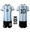 Argentina Lionel Messi #10 Replika Hjemmedrakt Barn VM 2022 Kortermet (+ bukser)