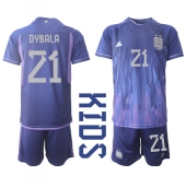 Argentina Paulo Dybala #21 Replika Bortedrakt Barn VM 2022 Kortermet (+ bukser)