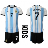 Argentina Rodrigo de Paul #7 Replika Hjemmedrakt Barn VM 2022 Kortermet (+ bukser)
