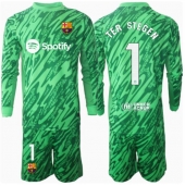 Barcelona Ter Stegen #1 Keeper Replika Bortedrakt Barn 2024-25 Langermet (+ bukser)
