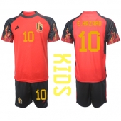 Belgia Eden Hazard #10 Replika Hjemmedrakt Barn VM 2022 Kortermet (+ bukser)