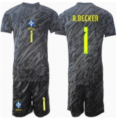 Brasil Alisson Becker #1 Keeper Replika Bortedrakt Barn Copa America 2024 Kortermet (+ bukser)