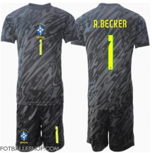 Brasil Alisson Becker #1 Keeper Replika Bortedrakt Barn Copa America 2024 Kortermet (+ bukser)