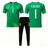 Brasil Alisson Becker #1 Keeper Replika Bortedrakt Barn VM 2026 Kortermet (+ bukser)