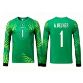 Brasil Alisson Becker #1 Keeper Replika Bortedrakt Barn VM 2026 Langermet (+ bukser)