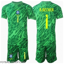 Brasil Alisson Becker #1 Keeper Replika Hjemmedrakt Barn Copa America 2024 Kortermet (+ bukser)