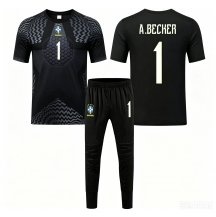 Brasil Alisson Becker #1 Keeper Replika Hjemmedrakt Barn VM 2026 Kortermet (+ bukser)