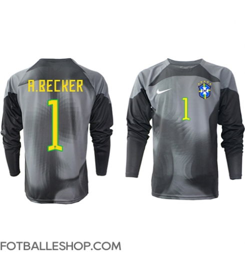 Brasil Alisson Becker #1 Keeper Replika Hjemmedrakt VM 2022 Langermet