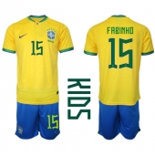 Brasil Fabinho #15 Replika Hjemmedrakt Barn VM 2022 Kortermet (+ bukser)