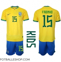 Brasil Fabinho #15 Replika Hjemmedrakt Barn VM 2022 Kortermet (+ bukser)