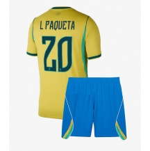 Brasil Lucas Paqueta #20 Replika Hjemmedrakt Barn VM 2026 Kortermet (+ bukser)