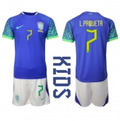 Brasil Lucas Paqueta #7 Replika Bortedrakt Barn VM 2022 Kortermet (+ bukser)