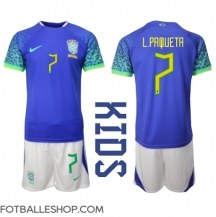 Brasil Lucas Paqueta #7 Replika Bortedrakt Barn VM 2022 Kortermet (+ bukser)