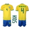 Brasil Marquinhos #4 Replika Hjemmedrakt Barn VM 2022 Kortermet (+ bukser)