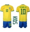 Brasil Neymar Jr #10 Replika Hjemmedrakt Barn VM 2022 Kortermet (+ bukser)