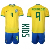 Brasil Richarlison #9 Replika Hjemmedrakt Barn VM 2022 Kortermet (+ bukser)