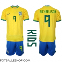 Brasil Richarlison #9 Replika Hjemmedrakt Barn VM 2022 Kortermet (+ bukser)
