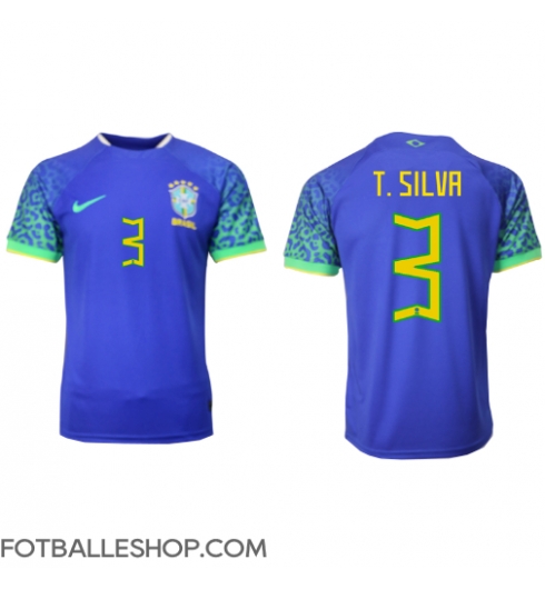 Brasil Thiago Silva #3 Replika Bortedrakt VM 2022 Kortermet