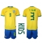 Brasil Thiago Silva #3 Replika Hjemmedrakt Barn VM 2022 Kortermet (+ bukser)