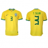 Brasil Thiago Silva #3 Replika Hjemmedrakt VM 2022 Kortermet