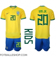 Brasil Vinicius Junior #20 Replika Hjemmedrakt Barn VM 2022 Kortermet (+ bukser)