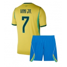 Brasil Vinicius Junior #7 Replika Hjemmedrakt Barn VM 2026 Kortermet (+ bukser)