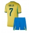 Brasil Vinicius Junior #7 Replika Hjemmedrakt Barn VM 2026 Kortermet (+ bukser)