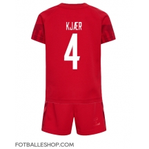 Danmark Simon Kjaer #4 Replika Hjemmedrakt Barn VM 2022 Kortermet (+ bukser)