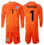 England Jordan Pickford #1 Keeper Replika Hjemmedrakt Barn EM 2024 Langermet (+ bukser)