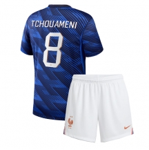 Frankrike Aurelien Tchouameni #8 Replika Hjemmedrakt Barn VM 2026 Kortermet (+ bukser)