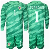 Kroatia Dominik Livakovic #1 Keeper Replika Bortedrakt Barn EM 2024 Langermet (+ bukser)