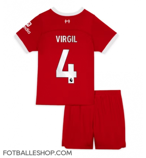 Liverpool Virgil van Dijk #4 Replika Hjemmedrakt Barn 2023-24 Kortermet (+ bukser)