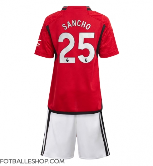 Manchester United Jadon Sancho #25 Replika Hjemmedrakt Barn 2023-24 Kortermet (+ bukser)