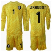 Nederland Bart Verbruggen #1 Keeper Replika Bortedrakt Barn EM 2024 Langermet (+ bukser)