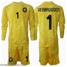 Nederland Bart Verbruggen #1 Keeper Replika Bortedrakt Barn EM 2024 Langermet (+ bukser)