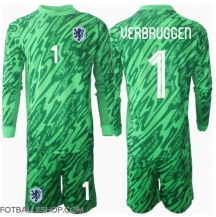 Nederland Bart Verbruggen #1 Keeper Replika Hjemmedrakt Barn EM 2024 Langermet (+ bukser)